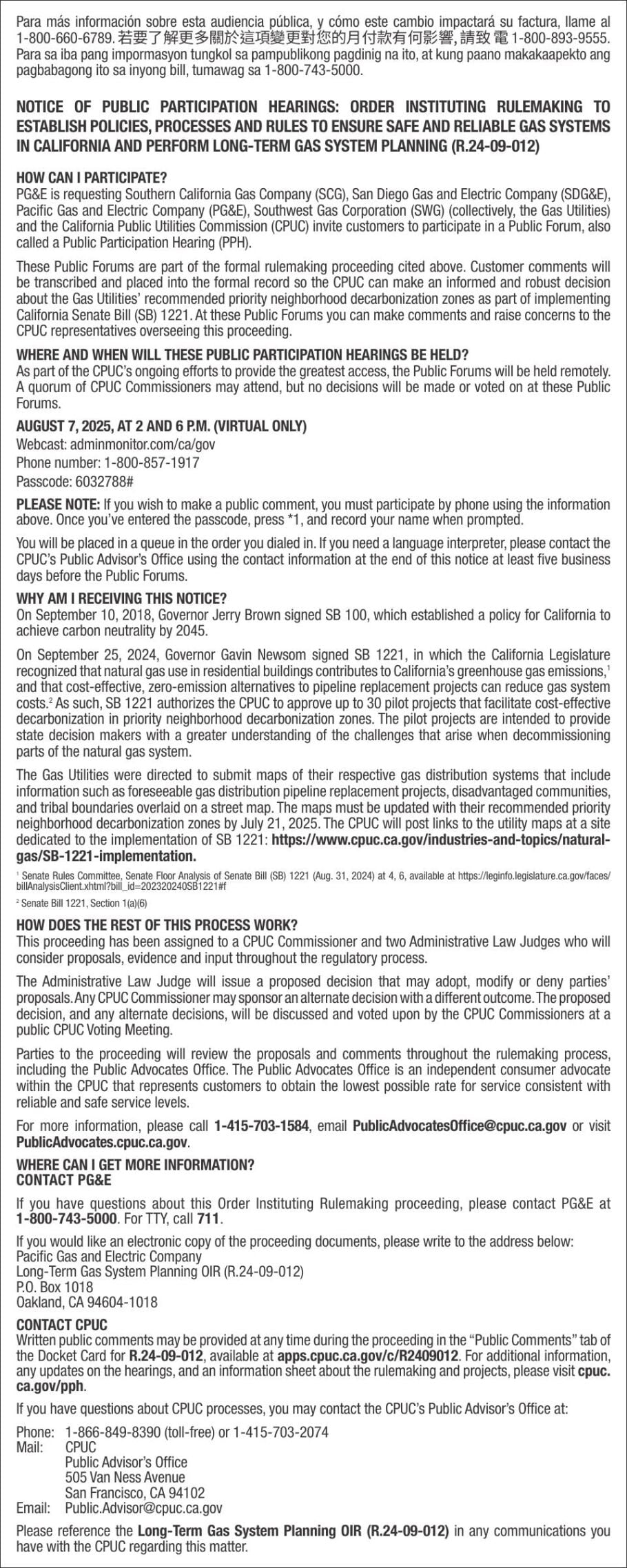 PUBLIC NOTICE: GAS SAFETY OIR PPH NOTICE | Community | ledger.news
