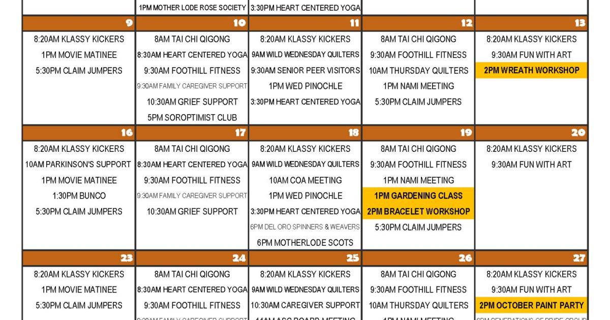 October 2023 Amador Senior Center Activities Calendar | On the Vine | ledger.news october-2023-amador-senior-center-activities-calendar-on-the-vine-ledger-news