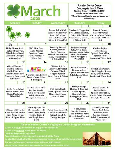 Amador Senior Center March 2023 Menu — Serving Up Smiles and an Amazing  Lunch | On the Vine | ledger.news