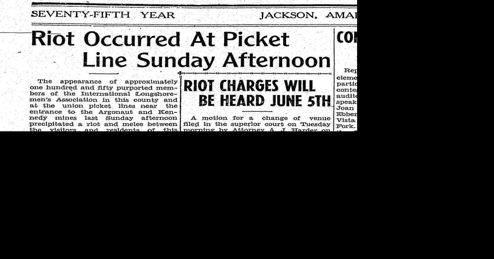 From the Archives 85 Years Ago, Labor Crisis Plagues Amador Mines in