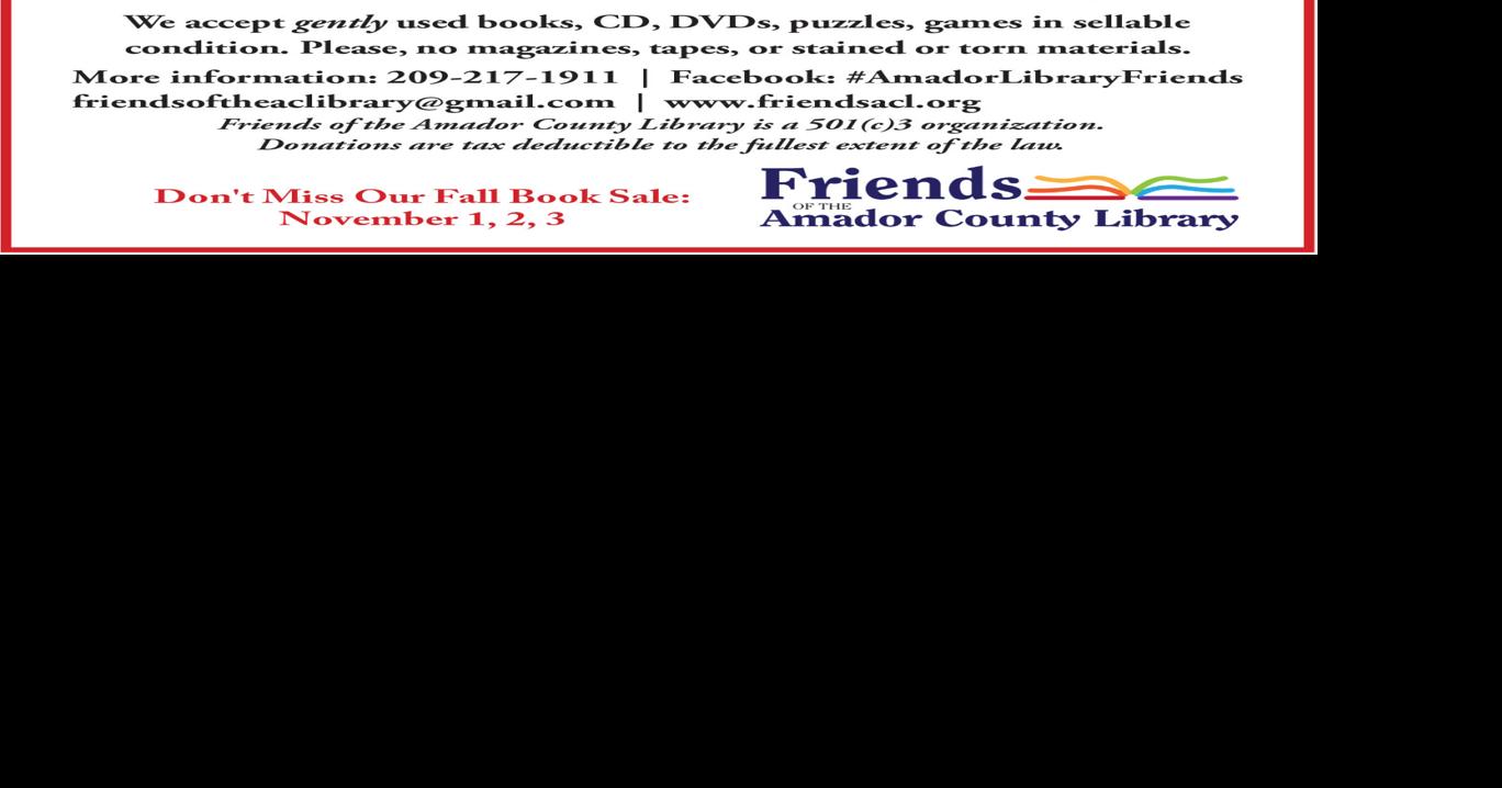 Friends of the Amador County Library Fall Book Drive Calendar