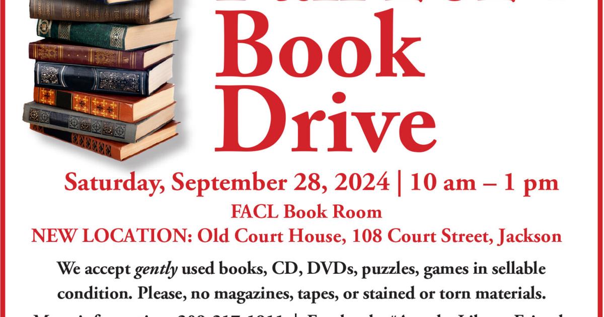 Friends of the Amador County Library Fall Book Drive Calendar