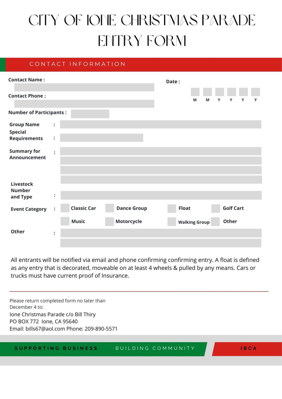 Download & Print the 2023 Ione Christmas Parade Entry Form ledger.news