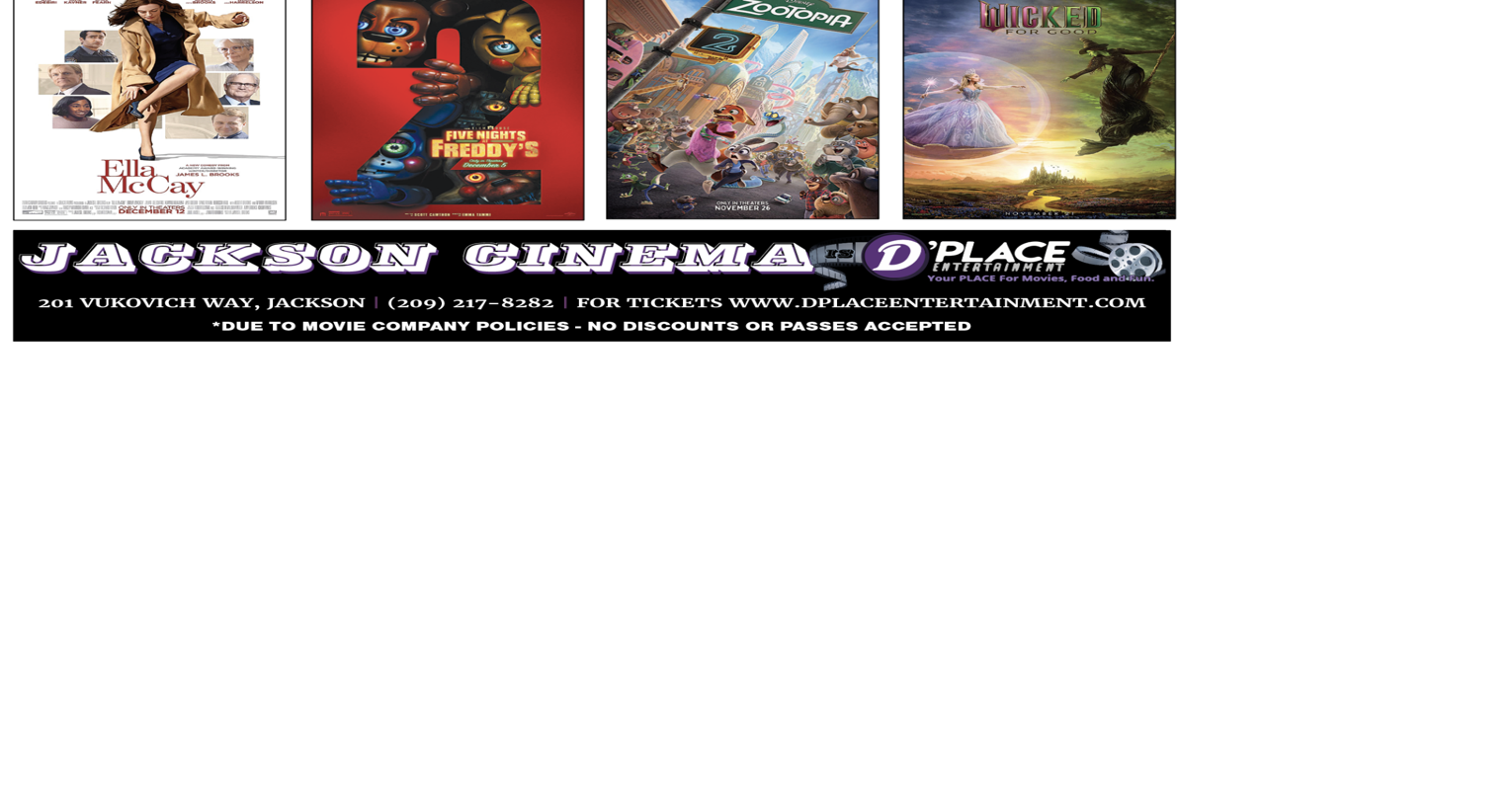 Jackson Cinema is D'Place: Movie Times December 12 2025 — December 18, 2025