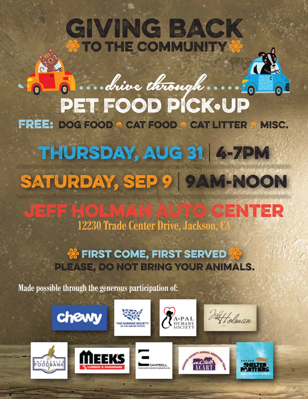 Drive Through Free Pet Food Giveaway Calendar ledger.news