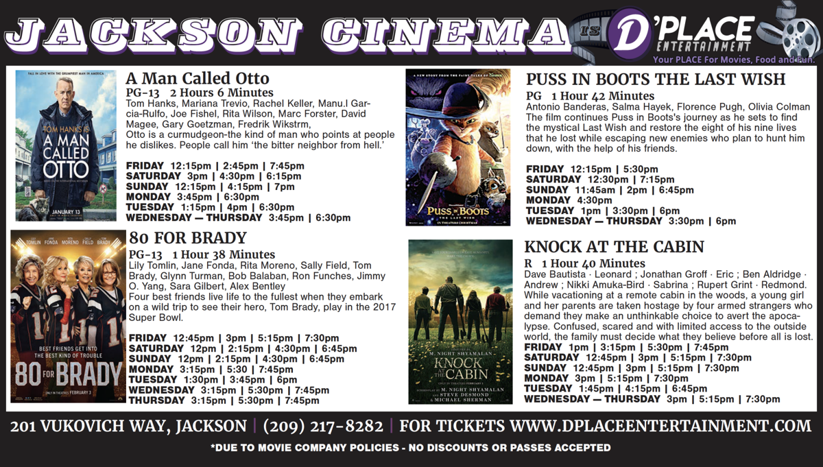 Jackson Cinema is D'Place: Movie Times February 3 - February 9