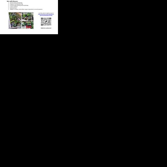 Small Space Gardening — Saturday, March 28