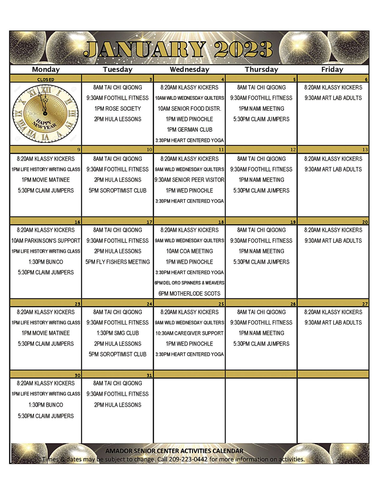 January 2023 Amador Senior Activities Calendar | On the Vine | ledger.news January 2023 Amador Senior Activities Calendar | On the Vine | ledger.news