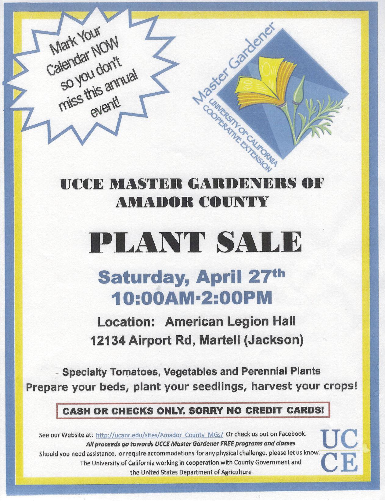 UCCE Master Gardeners of Amador County to Host Plant Sale April 27 | On the  Vine | ledger.news
