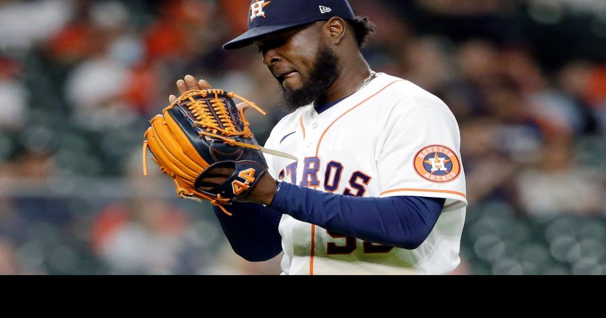 Astros' Javier pitches in coffee-stained uniform after pregame