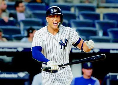 Giancarlo Stanton 27 New York Yankees baseball player 400