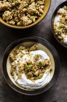 Top dessert off with this nut and oat crumble
