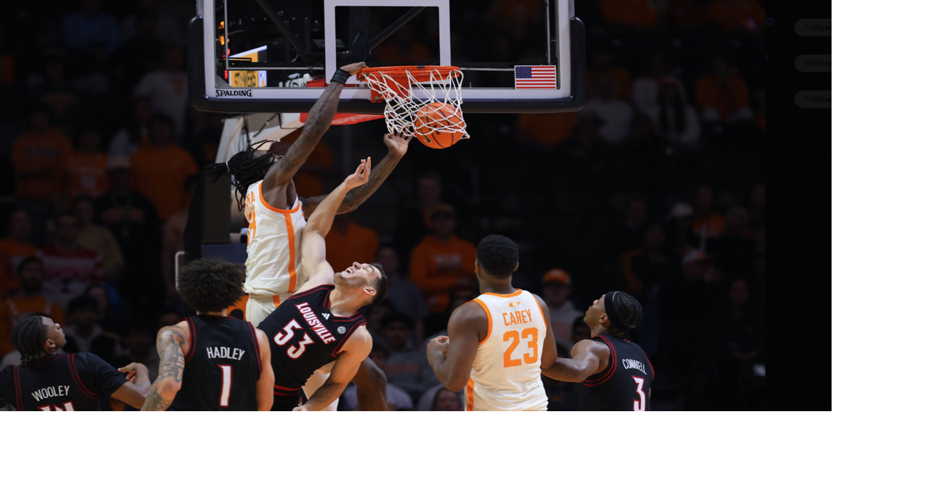 No. 20 Tennessee dominates No. 11 Louisville for an 83-62 win at home