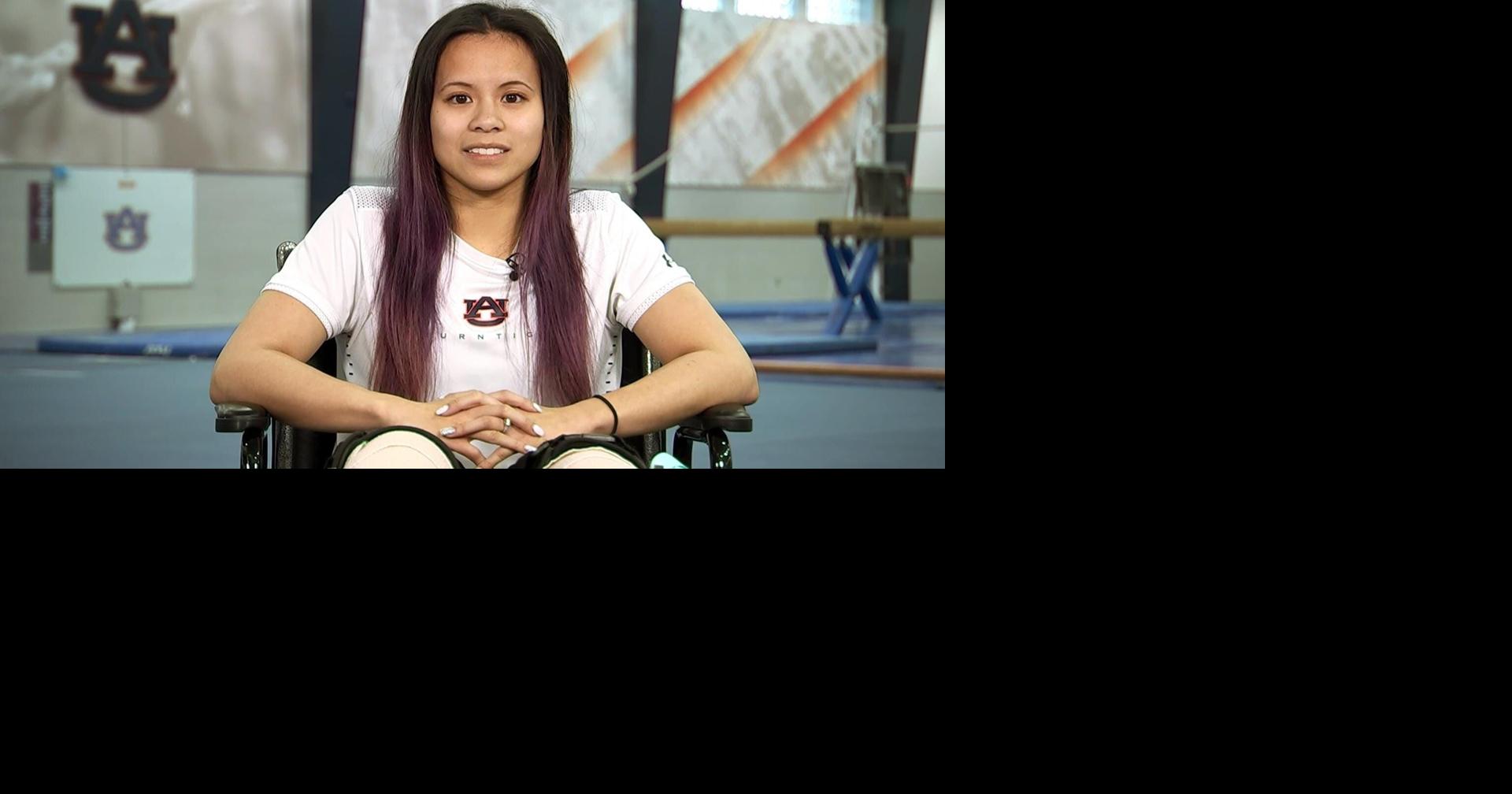 Injured Auburn gymnast Samantha Cerio walks down the aisle at her(02)