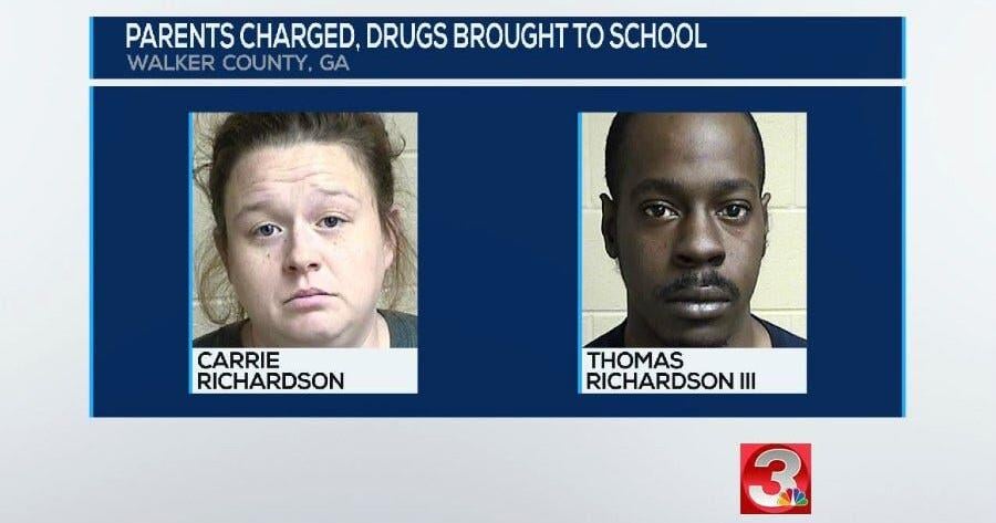 Parents arrested after five-year-old shows up to school with drugs in ...
