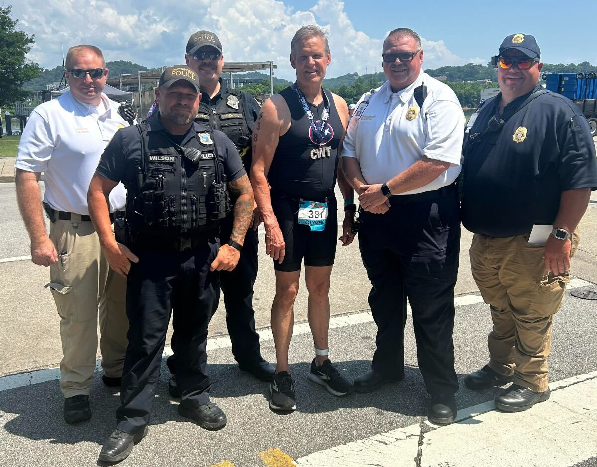 Governor Bill Lee with his security detail