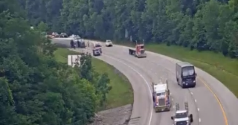 Traffic down to 1 lane on I-24 E near Monteagle due to overturned semi-truck