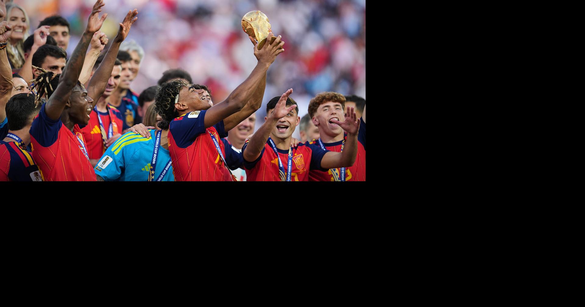 Spain's Lamine Yamal World Cup trophy