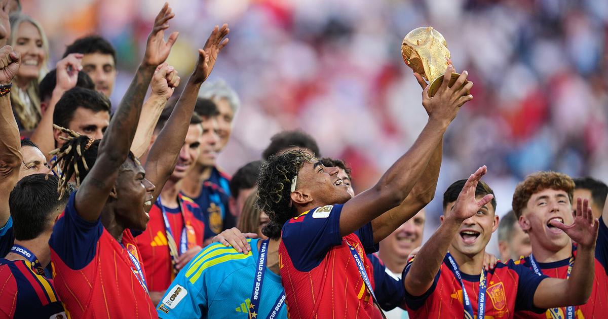 Spain's Lamine Yamal World Cup trophy