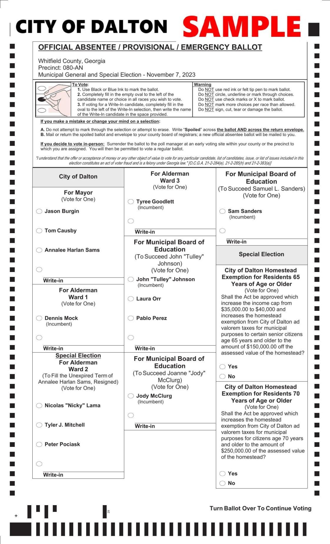 2023 Dalton Whitfield County sample ballot | | local3news.com