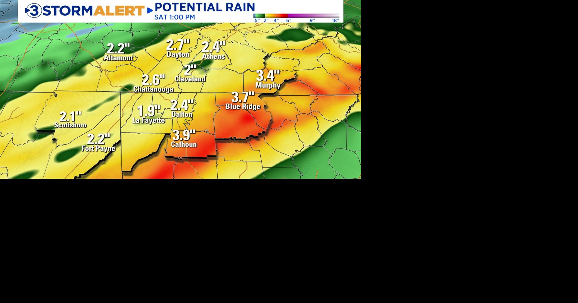 Localized flooding possible as heavy rain moves through the Tennessee Valley