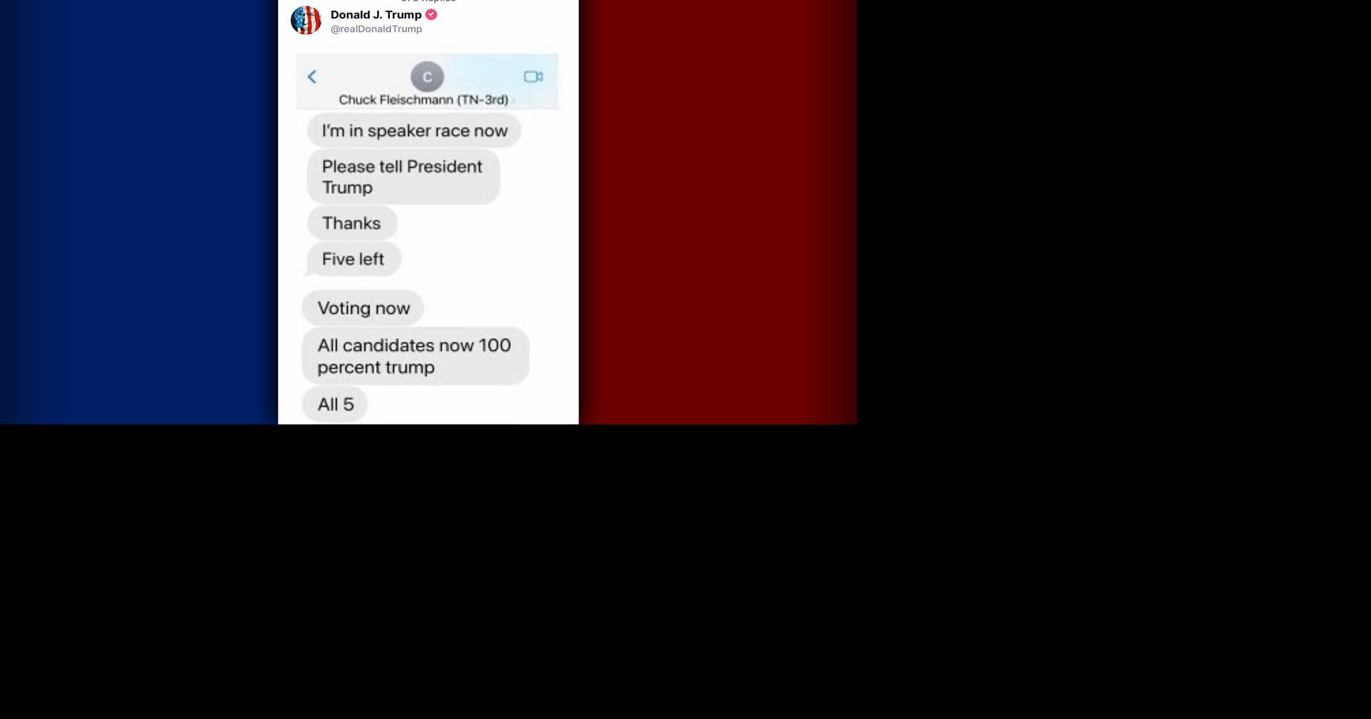 Trump shares text messages from Rep. Fleischmann during Speaker bid ...