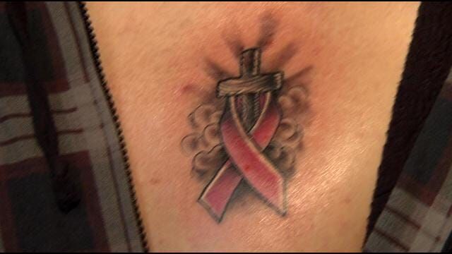 Breast cancer ribbon tattoo in honor of my grandmother