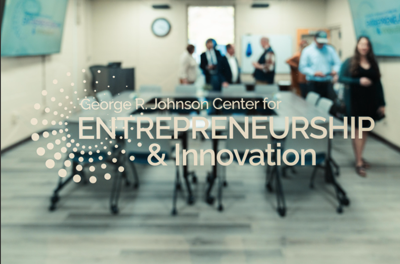 Many students and community members toured the new George R. Johnson Center for Entrepreneurship and Innovation.