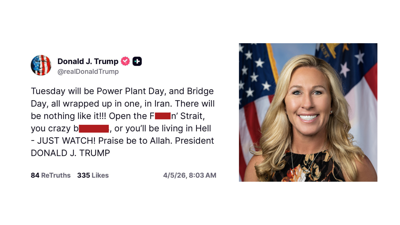 Former Rep. Greene slams President Trump's Easter morning post threatening  Iran | Local News | local3news.com