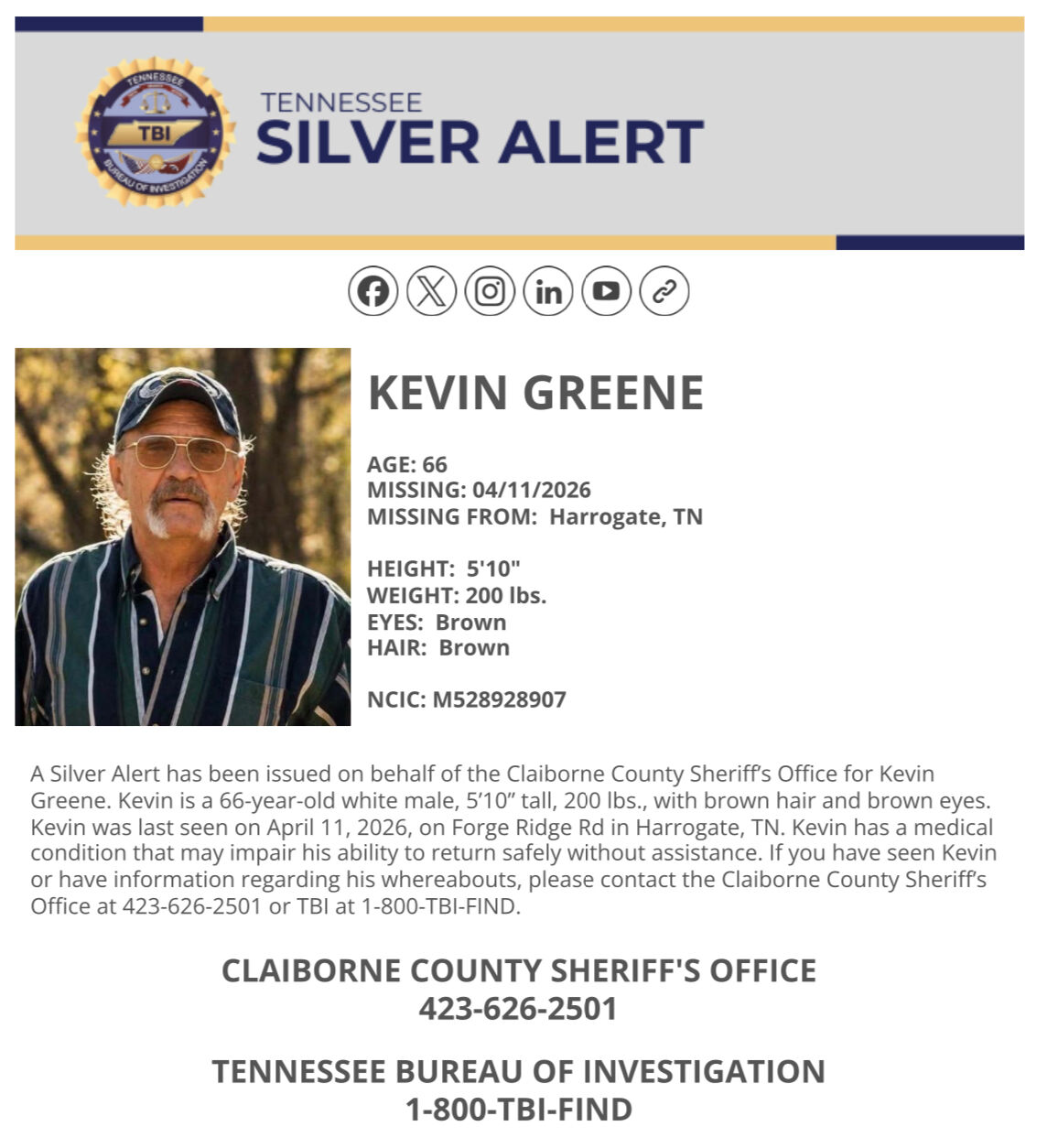 Silver Alert Issued for Missing Man in Claiborne County | Local News ...