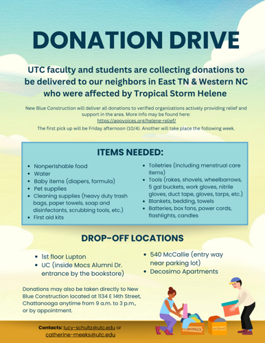 Donate to Hurricane Helene Relief Efforts at UTC | Local News ...