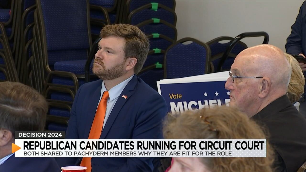 Candidates campaigning for Circuit Court Judge attend Pachyderm Meeting