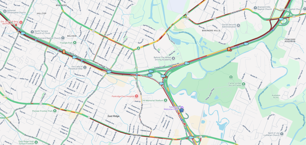Tdat Map UPDATE: I-75 SB reopened after multiple vehicle crash at I-24 junction ...