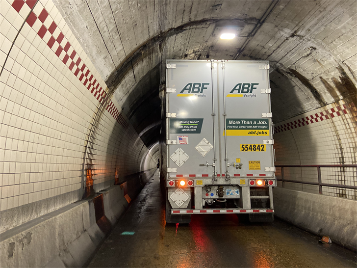 Tractor-trailer gets stuck inside the downtown tunnel Monday - The