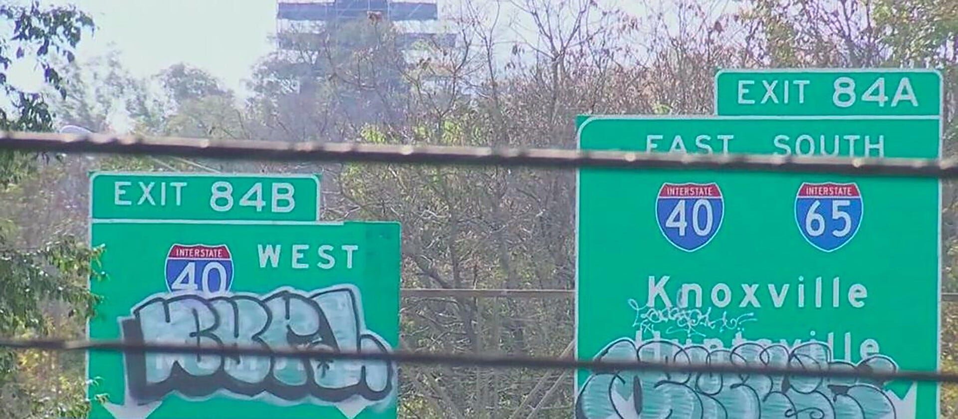 Graffiti on Nashville interstate signs poses danger to drivers