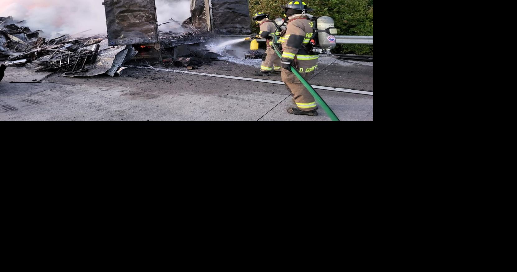 Trailer a total loss after catching fire on I-24 in Marion County