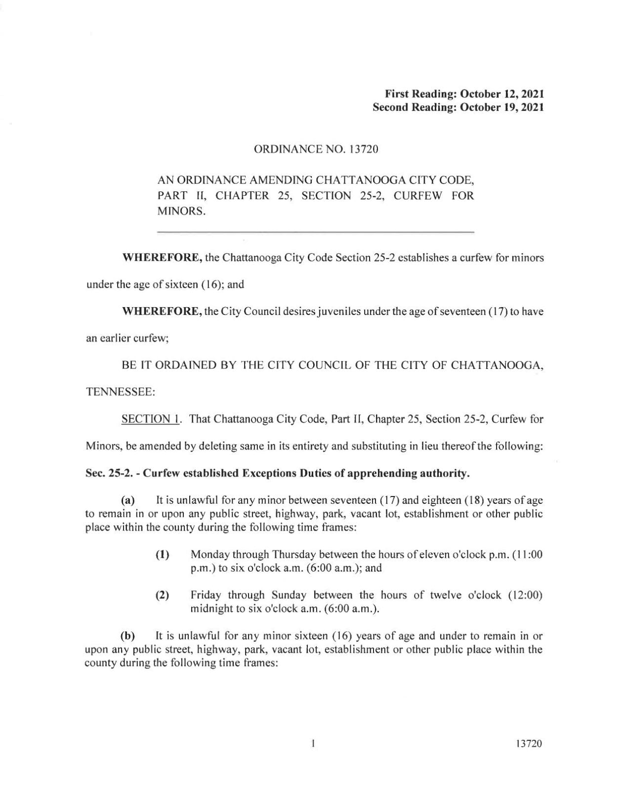 Chattanooga police share reminder of minor curfew ordinance in Hamilton ...