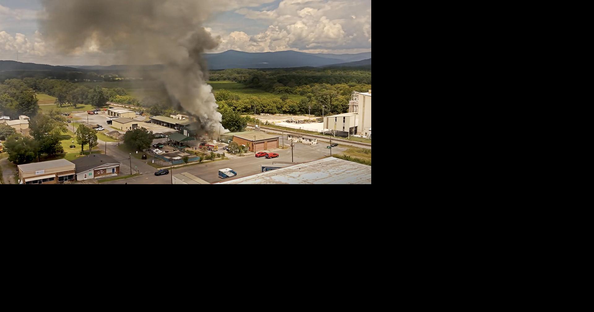 Murray Co. firefighters battle downtown business blaze
