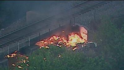 Atlanta fire crews battle blaze beneath railroad bridge