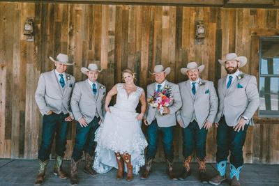 Anna Bavor and Bryan Smith Ranch Wedding Hats and Boots