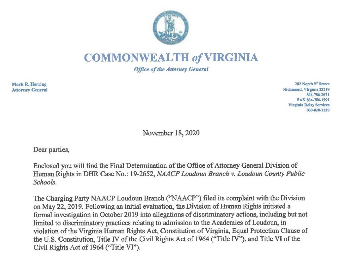 Document: Letter of Determination against Loudoun County Public Schools | |  loudountimes.com