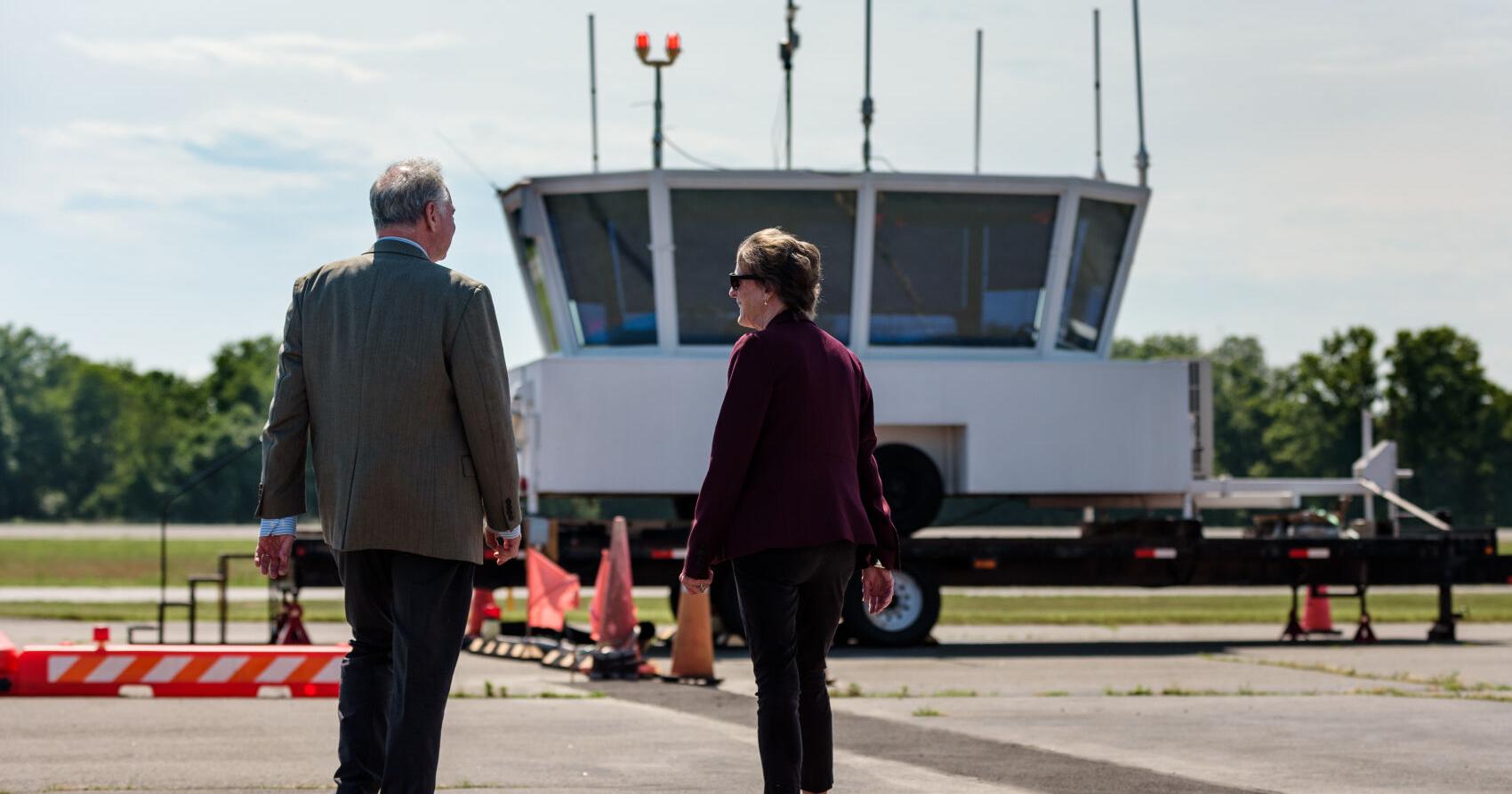 Kaine and Wexton visit Leesburg Executive Airport to discuss new control tower, funding - Vimarsana News