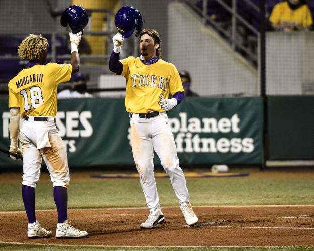 LSU Tigers shortstop Austin Nola #36 argues with the umpire during the NCAA  Super Regional baseball game against Stony Brook on June 9, 2012 at Alex  Box Stadium in Baton Rouge, Louisiana.