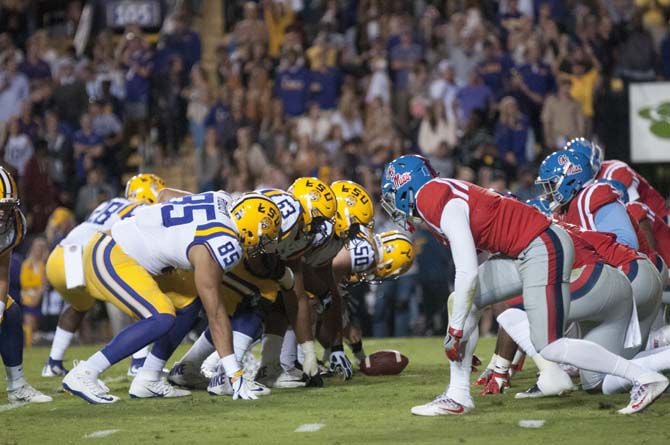 LSU and Ole Miss line up in the trenches during their annual Magnolia Bowl