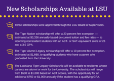 scholarships counteracting hopes lsu enrollment declining lsureveille alumni exemptions tailored nonresident