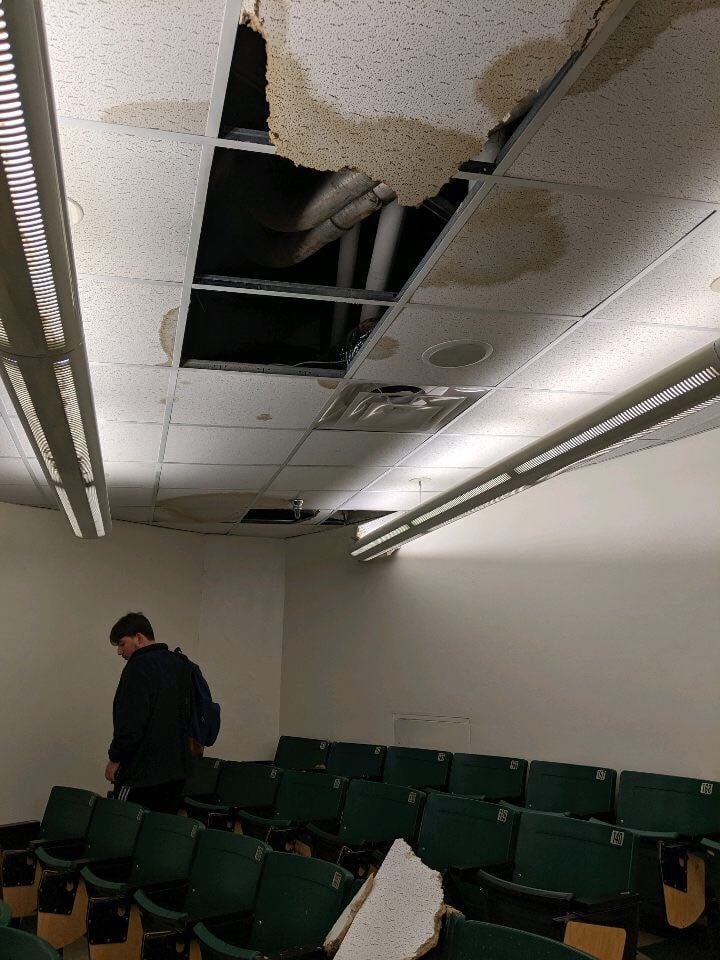 Ceiling Collapse In Basement Of Lockett Leads To Mess Classes