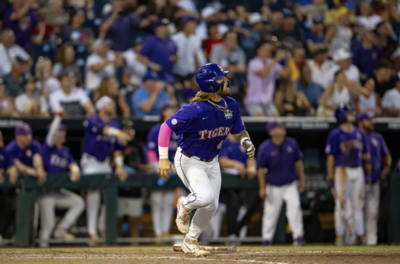 LSU Tigers baseball college world series game delayed to weather