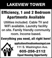 LAKEVIEW TOWER Efficiency, 1 and 2