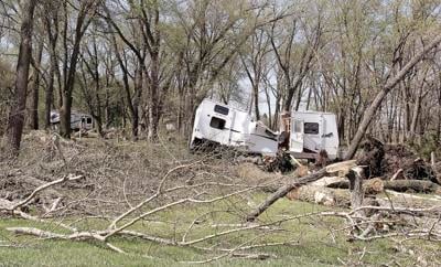Camper destroyed at Lake Herman