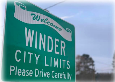 Winder city limits sign
